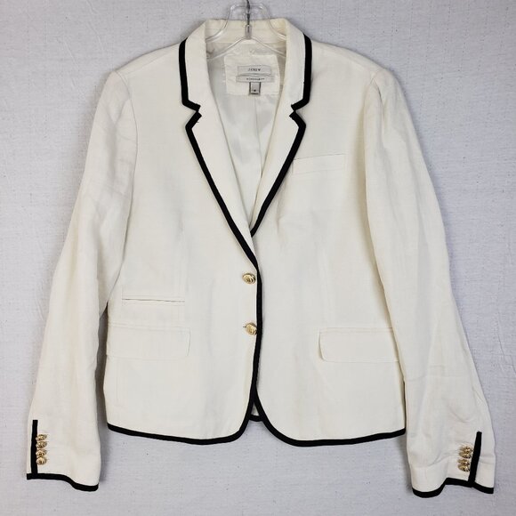 J CREW Schoolboy 100% Linen Blazer Nautical Crest Gold Buttons Preppy size 12 - Picture 1 of 12